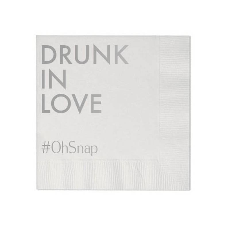 Personalized Napkins Personalized Napkins Bridal Shower Wedding Napkins Custom Monogram Drunk In Love Hash Tag Hashtag Drunk On Love image 4