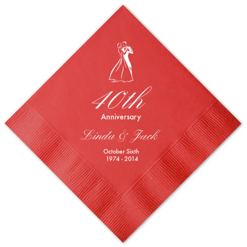 Personalized Napkins 40th Anniversary Dancing Couple Napkins Etsy