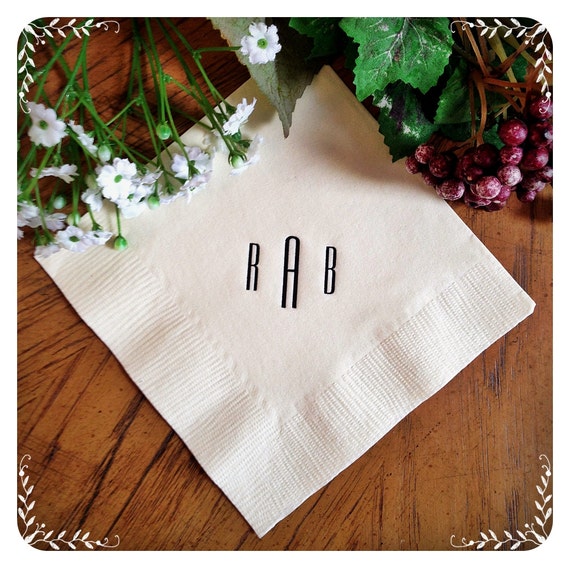 Personalized Napkins Initials Monogram Paper Custom Printed Etsy