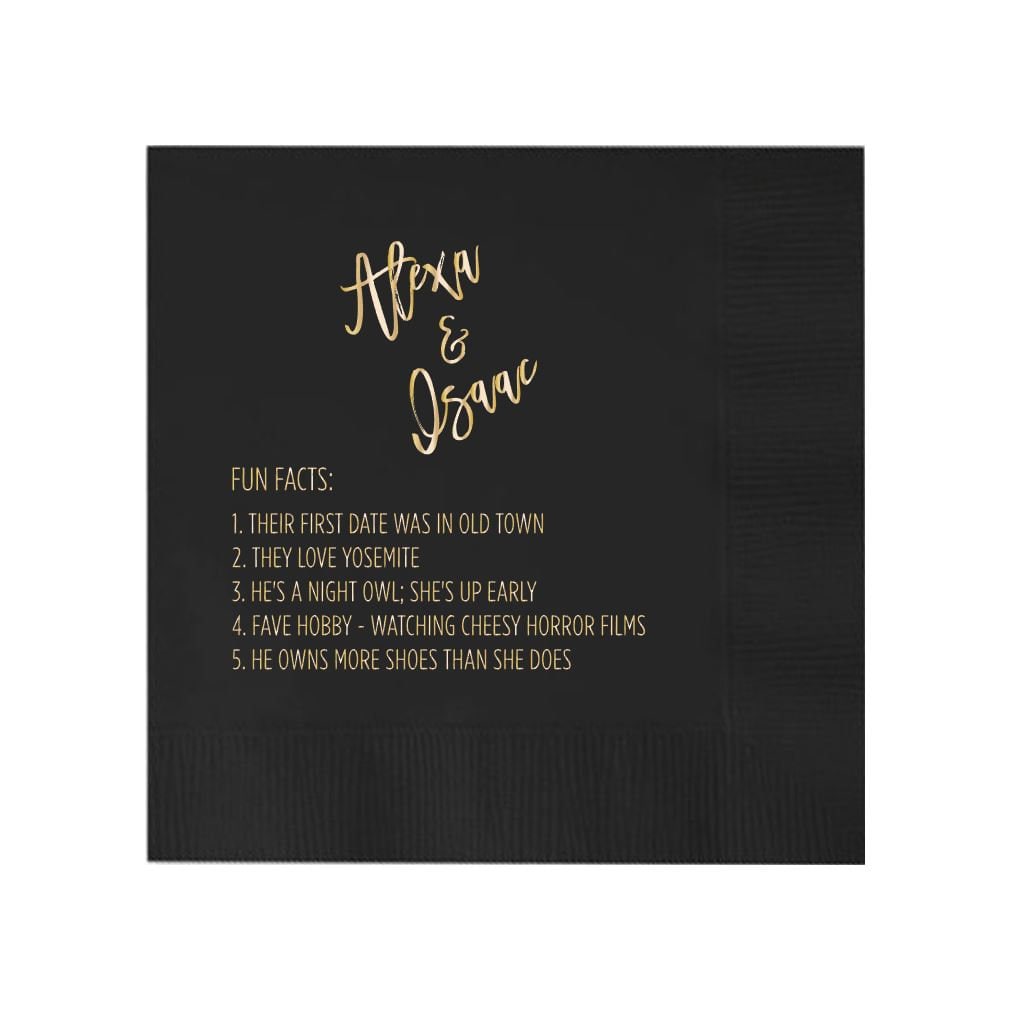 Trivia Personalized Napkins Birthday Wedding Trivia Napkins Etsy