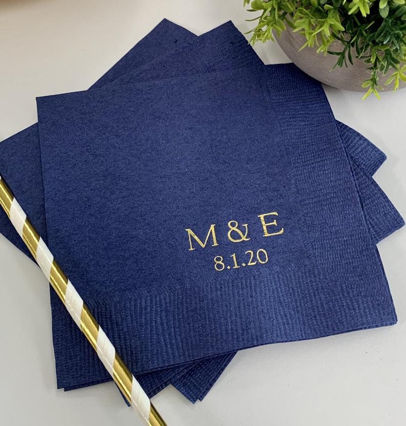 Personalized Napkins Personalized Napkins Wedding Personalized Cocktail Beverage Paper Anniversary Party Monogram Custom Luncheon Avail image 5