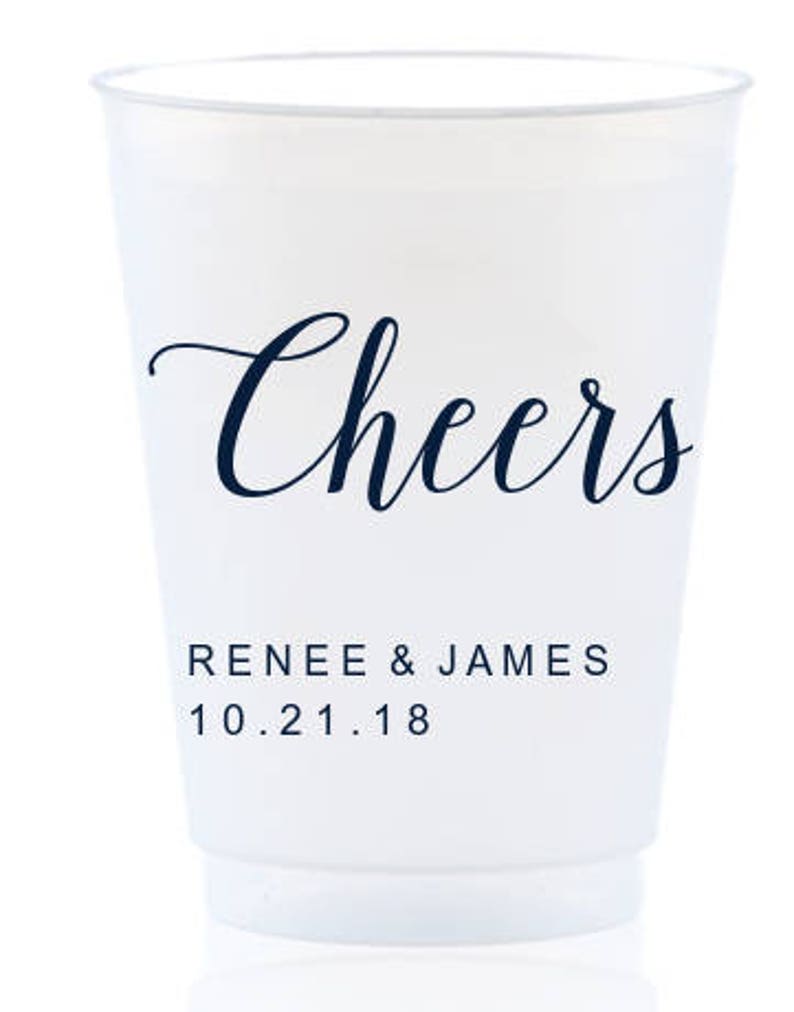 Shatterproof Frosted Frost 100 Flex Cups Personalized Custom Monogram Initials Imprinted Wedding Party Cookout BBQ Engagement ALL SIZES
