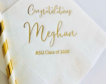 Personalized Napkins Graduation Ceremony Party Printed Custom Napkins Cocktail Beverage Luncheon Dinner Guest Towels Sizes Available