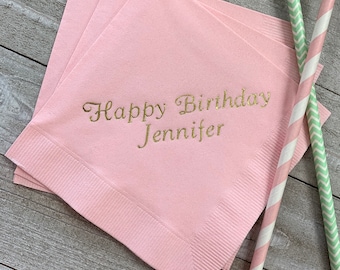 50 Personalized Napkins Personalized Napkins Printed Personalized Cocktail Beverage Paper Birthday Party Monogram Custom Luncheon Avail!