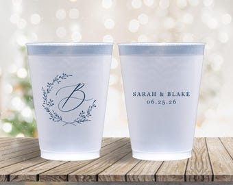 Personalized Frosted Cups Wedding Reception Rehearsal Dinner Engagement Party Custom Cups Monogram Cups Custom Frosted Cups