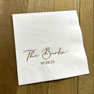 Personalized Napkins Wedding Napkins Custom Modern Font Monogram Rehearsal Dinner Beverage Cocktail Luncheon Dinner Guest Towels Available!