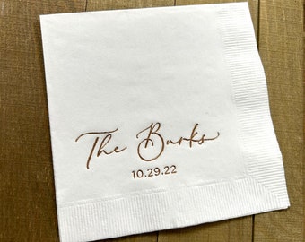 Personalized Napkins Wedding Napkins Custom Modern Font Monogram Rehearsal Dinner Beverage Cocktail Luncheon Dinner Guest Towels Available!