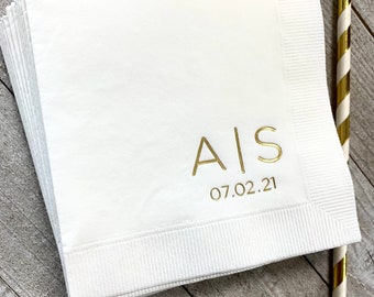 Personalized Napkins Personalized Napkins Wedding Anniversary Engagement Printed Custom Monogram Cocktail Beverage Luncheon Dinner Guest