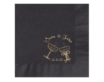Personalized Wedding Napkins Custom Monogram Champagne Glasses Rehearsal Dinner Cocktail Luncheon Dinner Guest Towels Avail!
