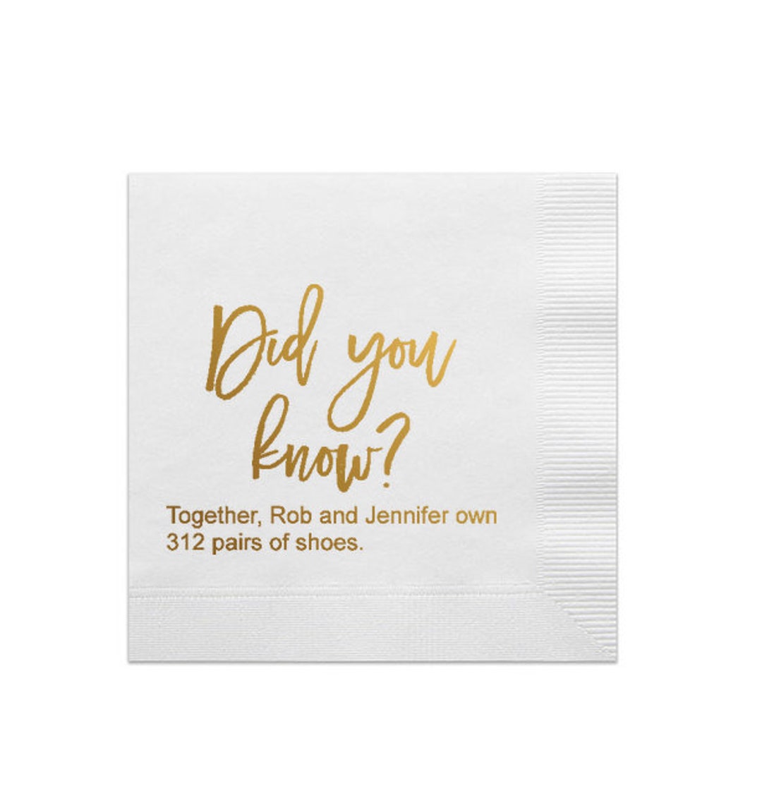 Trivia Personalized Napkins Birthday Wedding Trivia Napkins Etsy