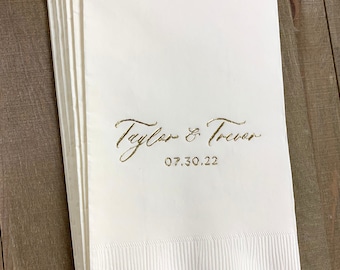 100 Personalized Guest Towels Dinner Napkins Wedding Hostess Gift  Monogram Monogrammed Custom Printed Paper Hand Towels