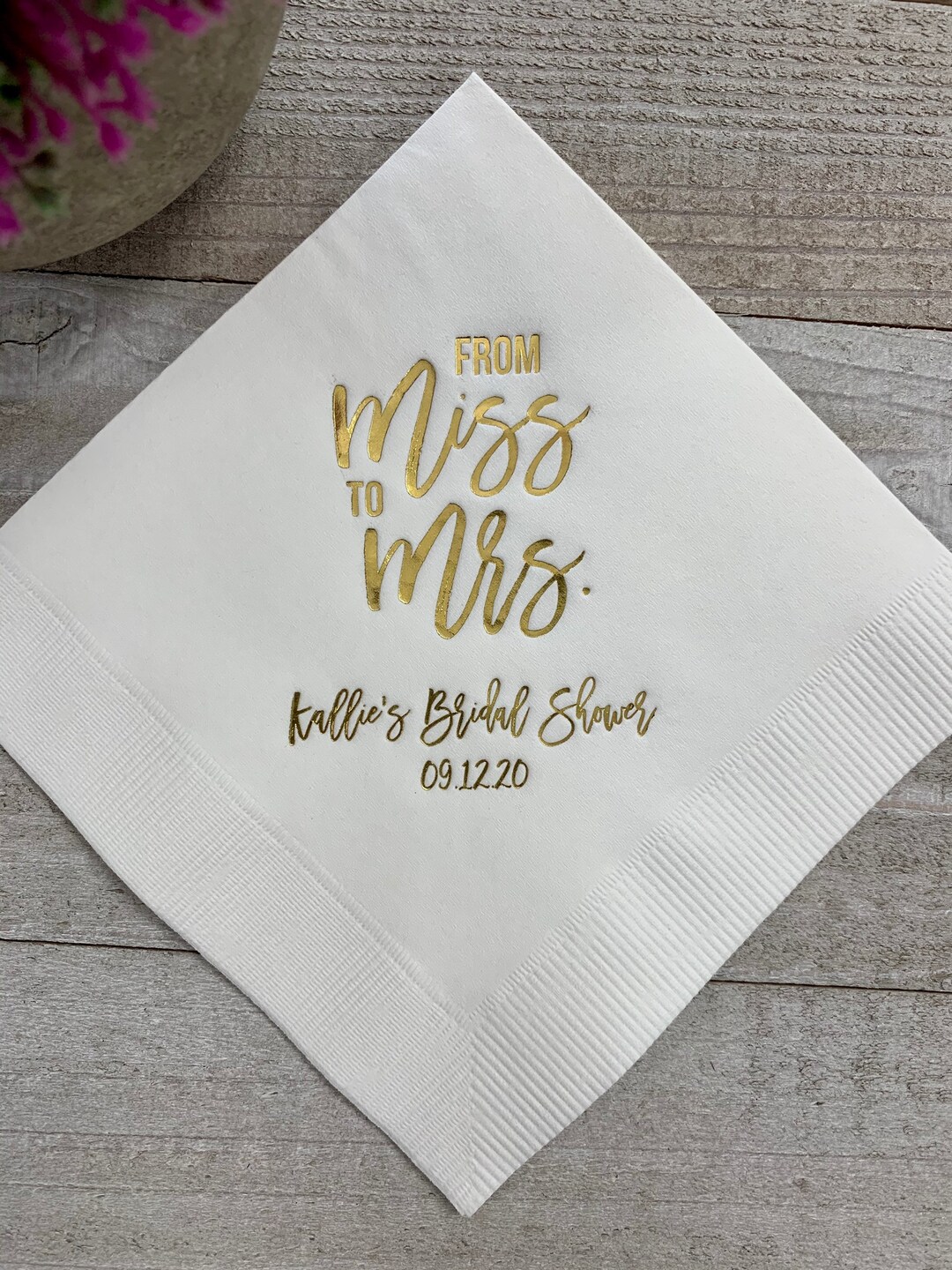 Personalized Napkins Bridal Shower From MISS to MRS Custom Printed