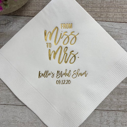 Personalized Napkins Bridal Shower Custom Printed Monogram Etsy