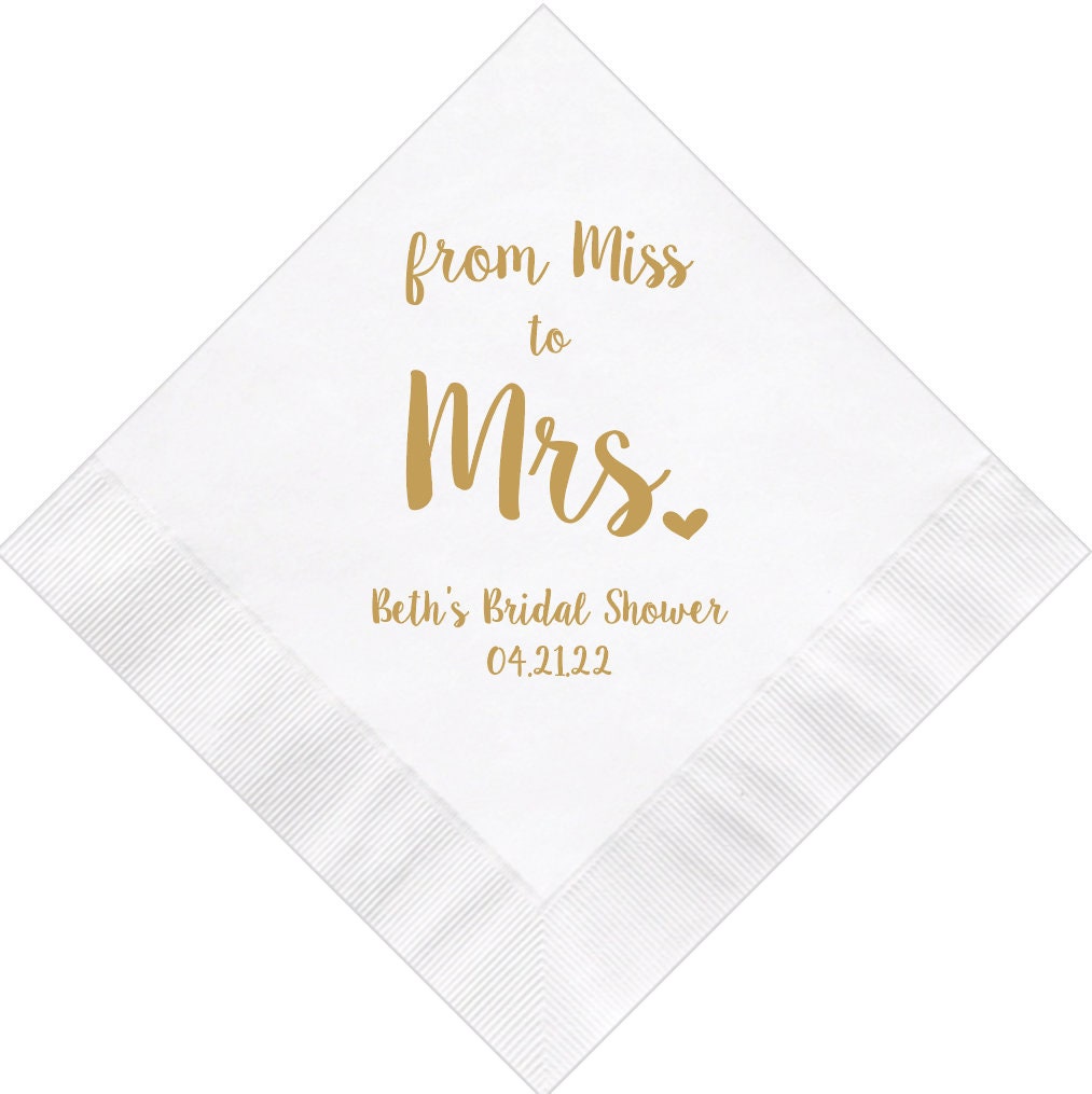 Personalized Napkins Bridal Shower From Miss To Mrs Custom Etsy