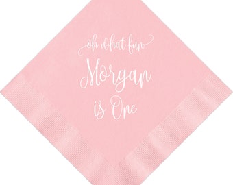 Personalized 1st Birthday First Baby Oh What Fun Is One Custom Printed Monogram Cocktail Beverage Napkins Luncheon Dinner Guest Towels Avail