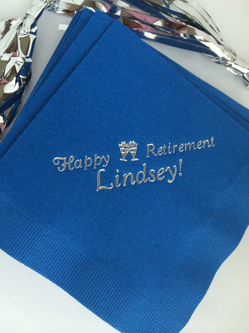 50 Personalized Napkins Personalized Napkins Retirement Etsy