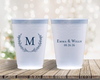 Personalized Frosted Cups Wedding Reception Rehearsal Dinner Engagement Party Custom Cups Monogram Cups Custom Frosted Cups