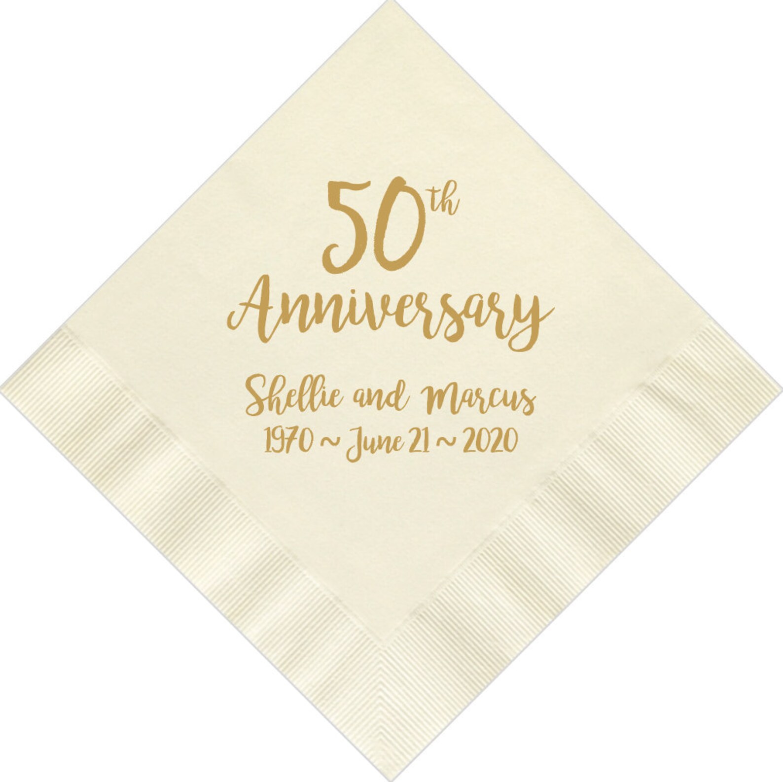 Personalized 50th Anniversary Golden Napkins Wedding Custom Etsy