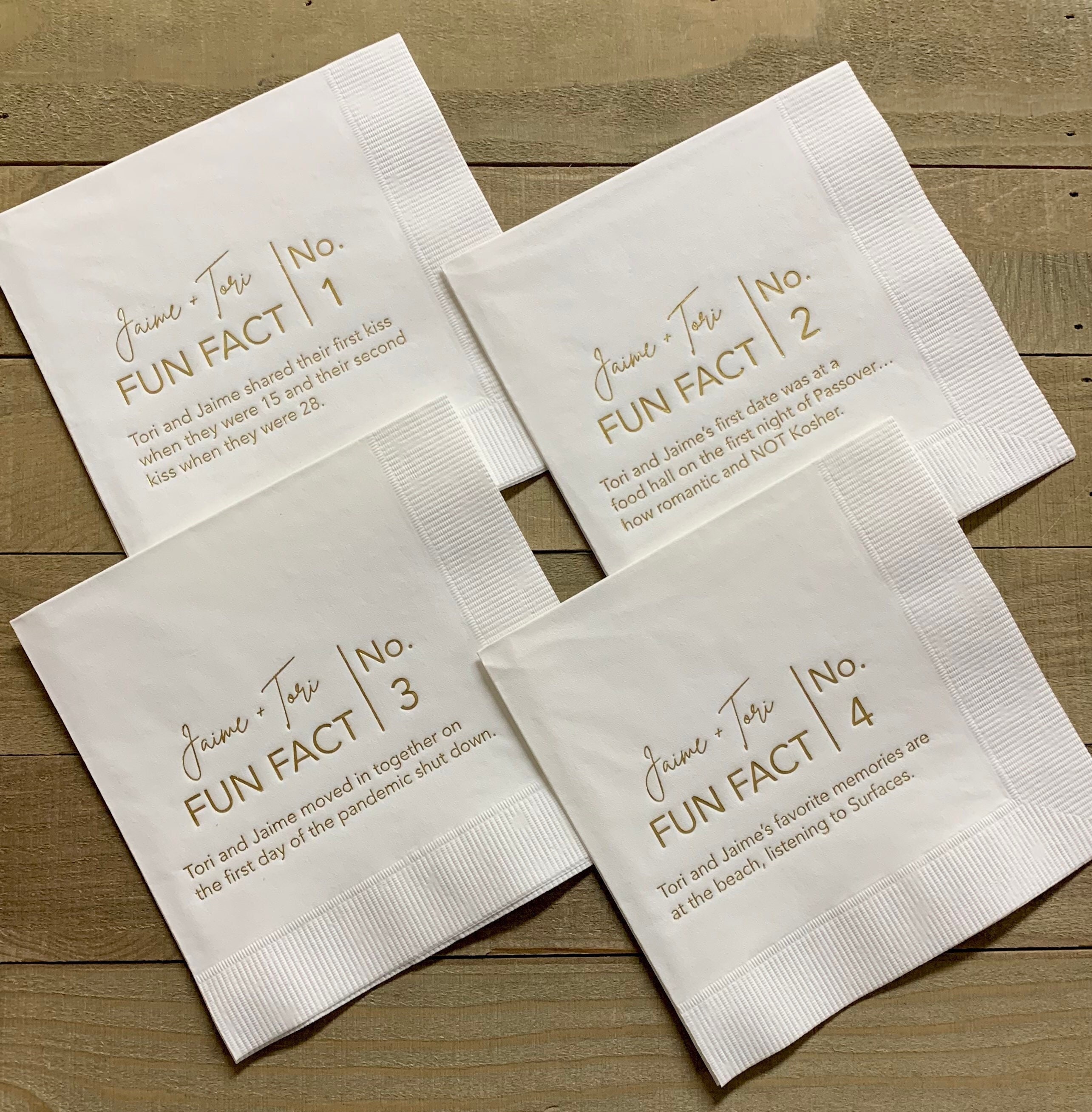 Trivia Personalized Napkins Birthday Wedding Trivia Napkins Fun Fact Napkins Beverage Luncheon Dinner and Guest Towels Available!