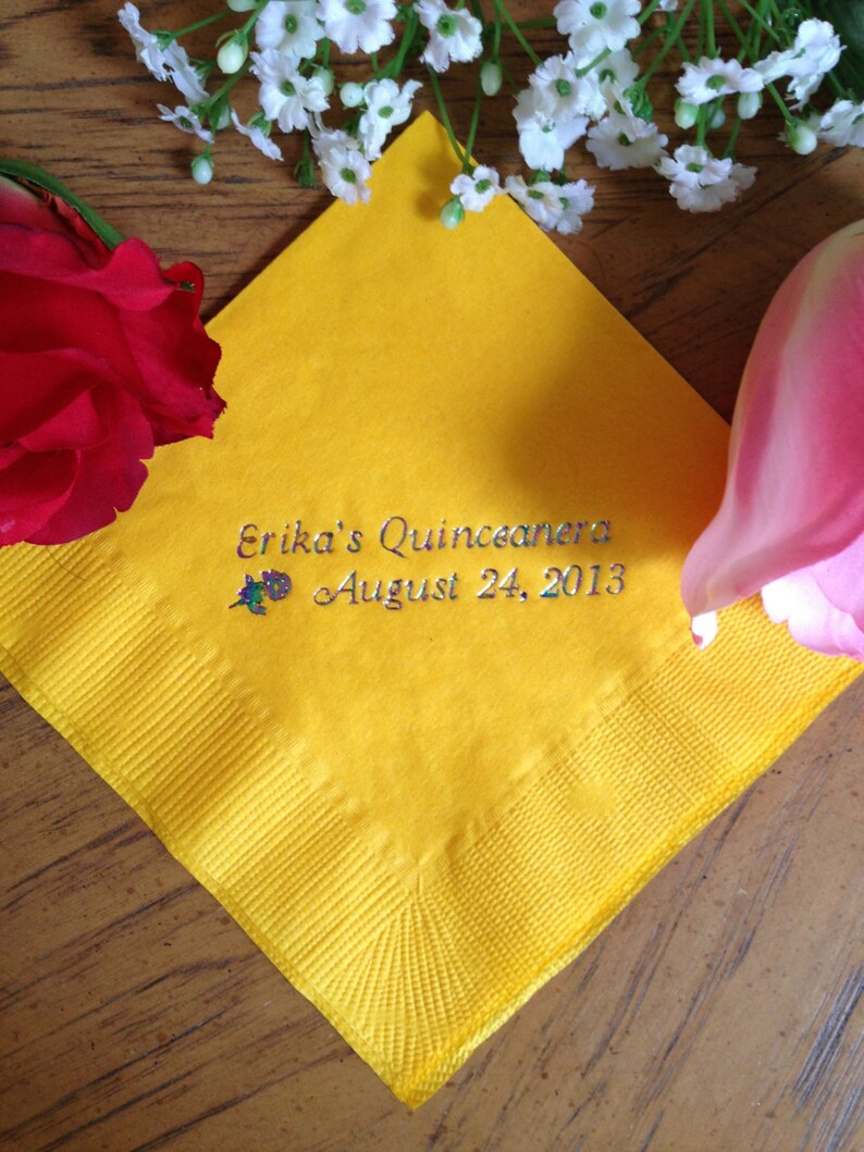 50 Personalized Cocktail Monogram Napkins Quinceanera Party Etsy