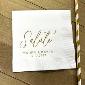 Personalized Napkins Wedding Napkins Custom Monogram Salute Rehearsal Dinner Beverage Cocktail Luncheon Dinner Guest Towels Available!