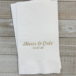50 Personalized Hand Guest Towels Paper Dinner Napkins Wedding Favors Hostess Gift Party Engagement Custom Bathroom Hand Towels - 3 Ply