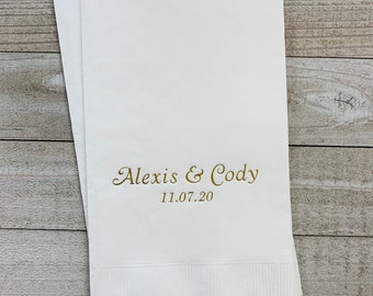 50 Personalized Hand Guest Towels Paper Dinner Napkins Wedding Favors Hostess Gift Party Engagement Monogram Birthday Bar Bat Mitzvah