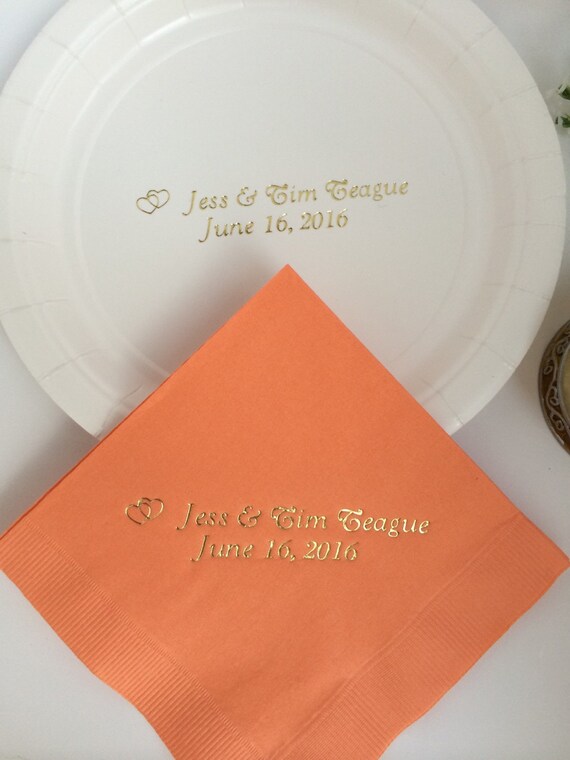 50 Personalized Plates / 50 Personalized Napkins Custom Etsy