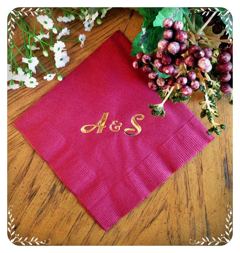 Personalized Napkins Elegant Monogram Custom Paper Cocktail Etsy