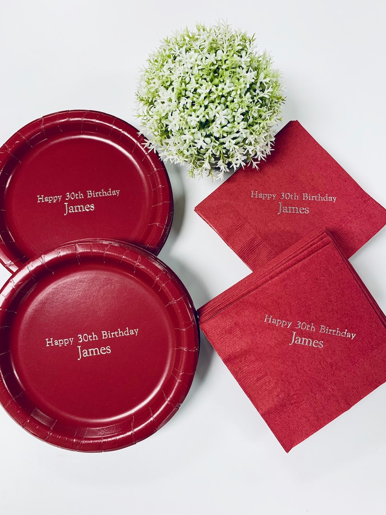 50 Personalized Plates / 50 Personalized Napkins Custom Etsy