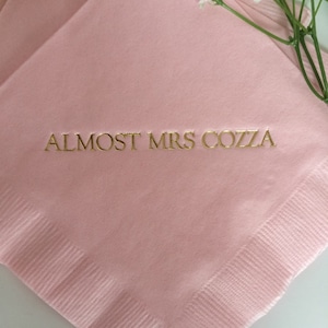 Personalized Napkins Almost Mrs Mrs. Bridal Shower Wedding Personalized Cocktail Beverage Paper Party Monogram Custom Luncheon Avail!