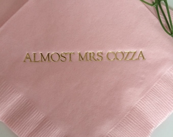 Personalized Napkins Almost Mrs Mrs. Bridal Shower Wedding Personalized Cocktail Beverage Paper Party Monogram Custom Luncheon Avail!