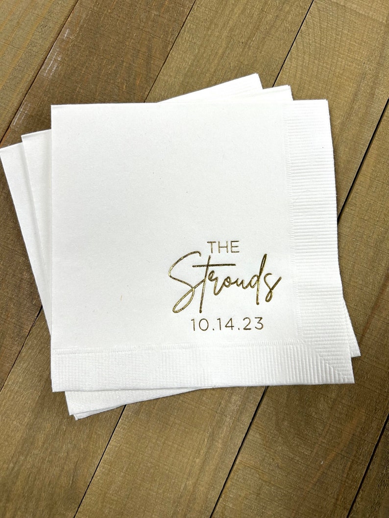 Personalized Napkins Personalized Napkins Wedding Anniversary Engagement Printed Custom Monogram Cocktail Beverage Luncheon Dinner Guest image 1