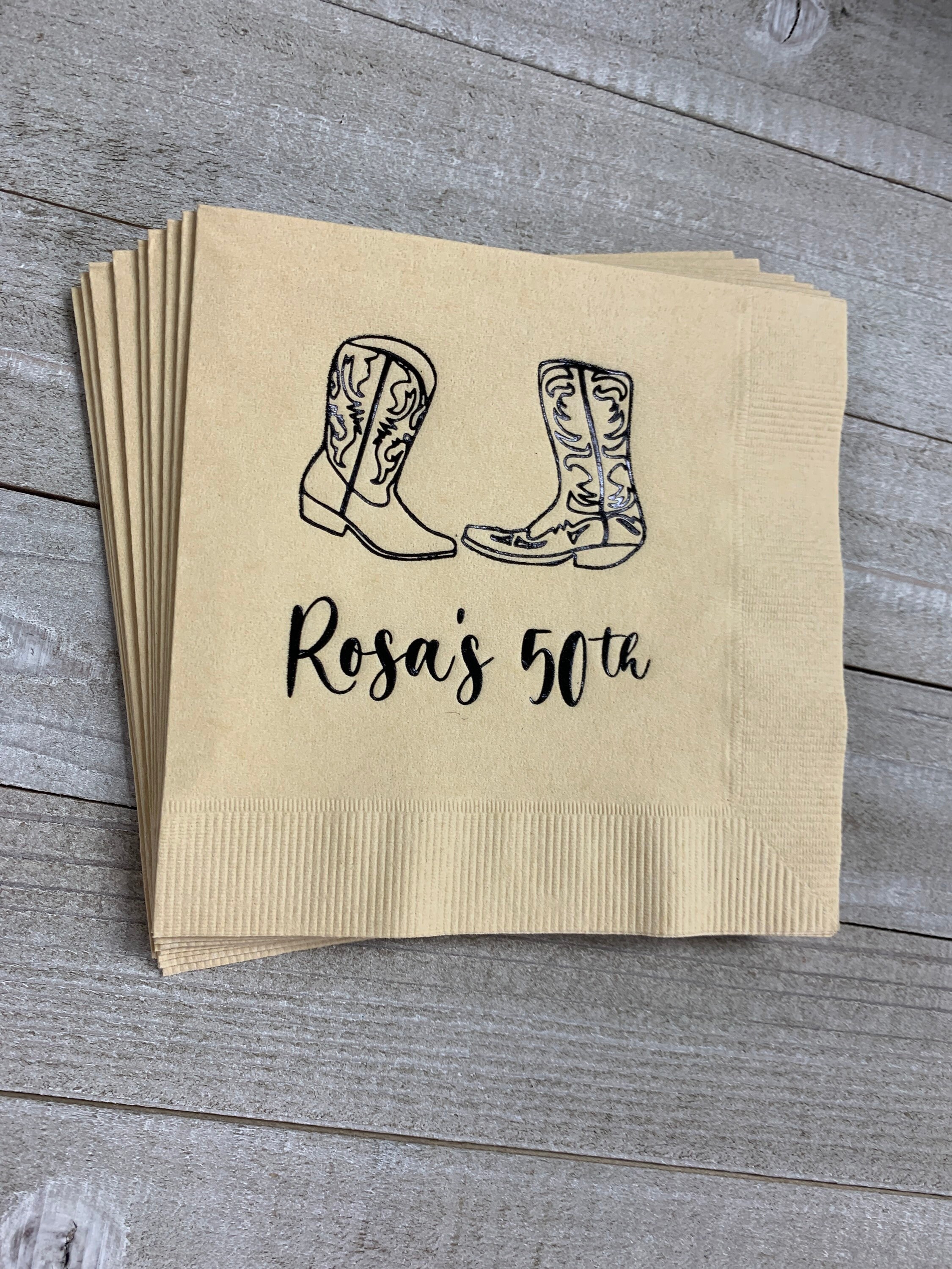 Personalized Birthday Napkins Western Theme Boots Custom Etsy