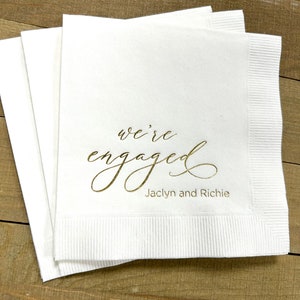 Personalized Napkins Beverage Luncheon Dinner Size Available Wedding Napkins Custom Monogram Engagement Party We're Engaged