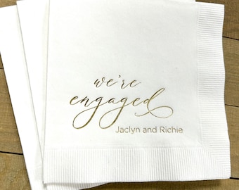 Personalized Napkins Beverage Luncheon Dinner Size Available Wedding Napkins Custom Monogram Engagement Party We're Engaged