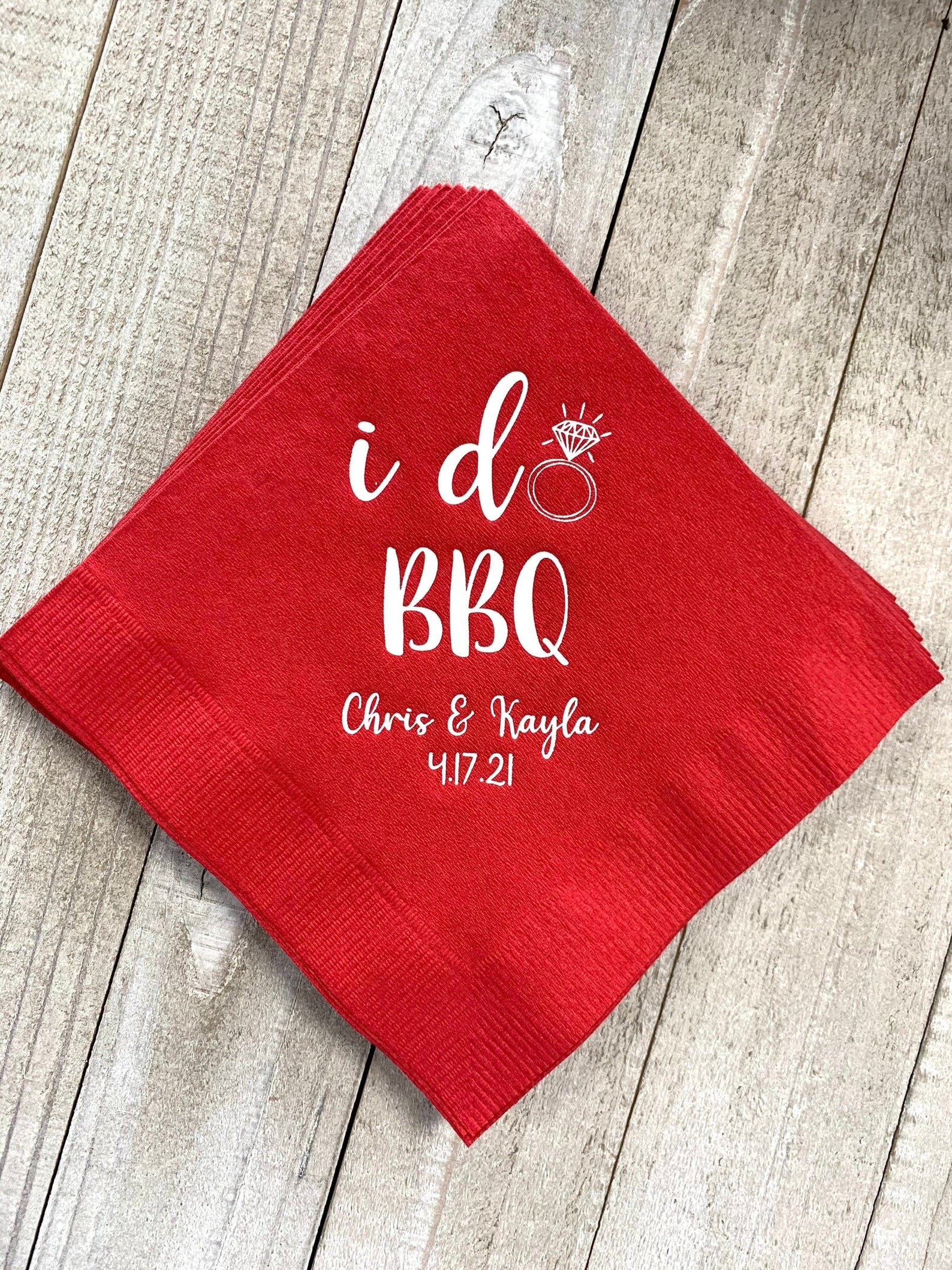 I DO BBQ Barbecue Monogram Custom Personalized Napkins Wedding Etsy