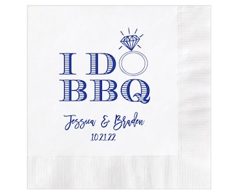 Personalized Napkins Beverage Luncheon Cocktail Dinner Guest Towel Wedding Napkins Custom Monogram Printed I DO BBQ Barbecue