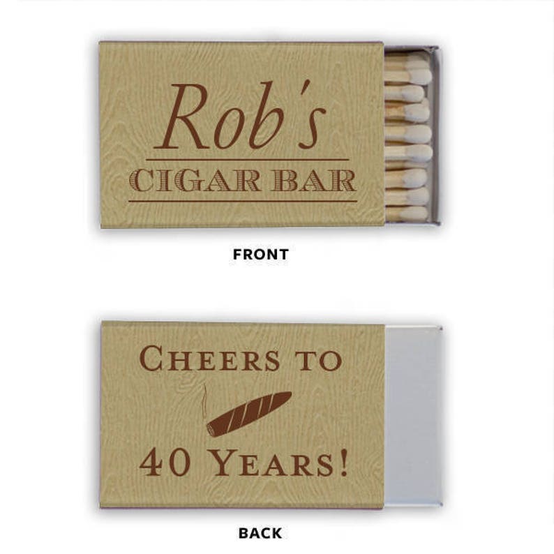 Personalized Man Cave Cigar Bar Men/'s Matches Matchbook Match Book Cheers Birthday Custom Printed Lots of Colors to choose from!