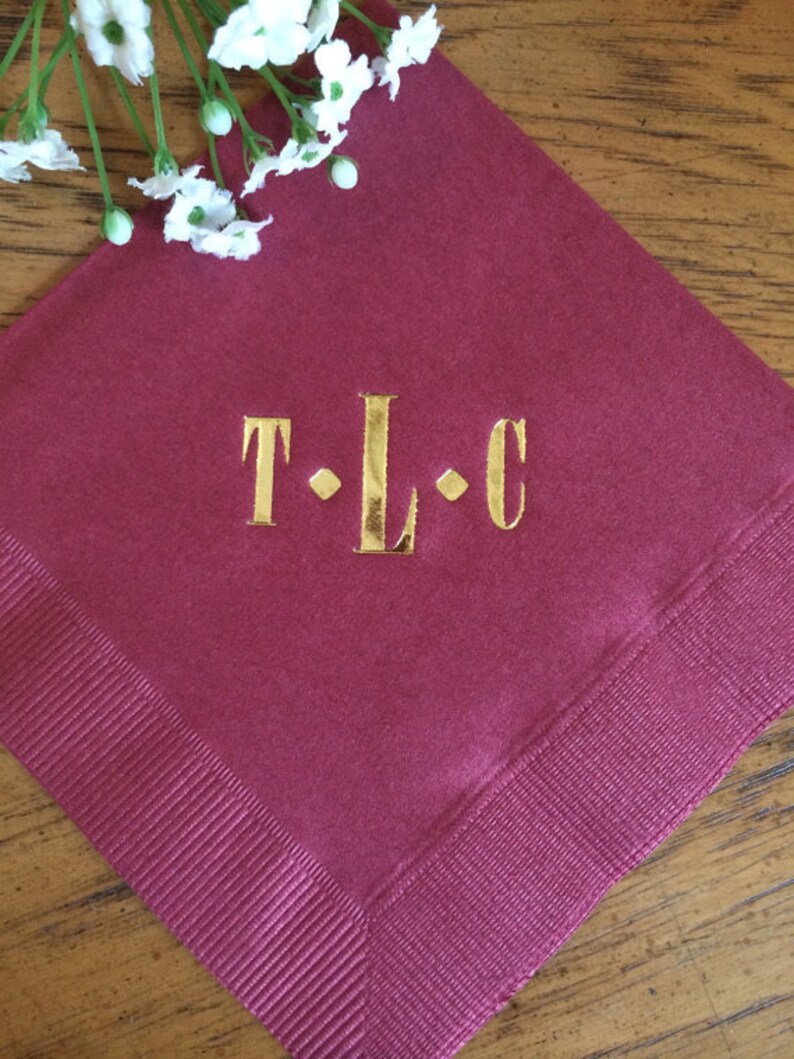 Personalized Napkins Initials Monogram Paper Custom Printed Etsy