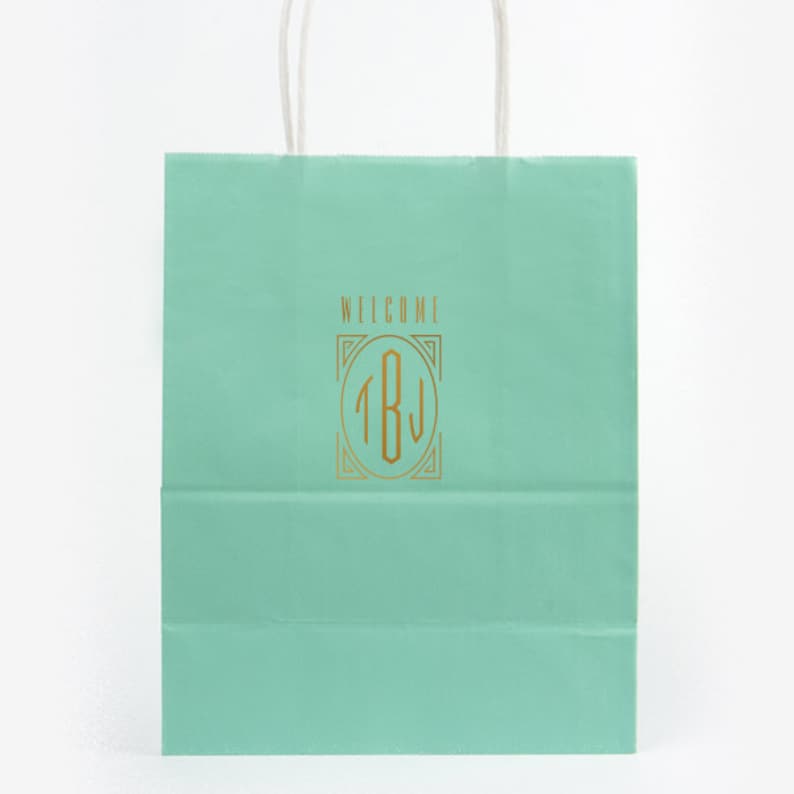 Wedding Welcome Bags Hotel Personalized Foil Imprinting Destination Wedding Guest Bags Paper Tote Bag Foil Stamped Quality Classy Bags