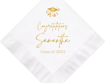 Personalized Napkins Graduation Ceremony Party Printed Custom Napkins Cocktail Beverage Luncheon Dinner Guest Towels Sizes Available