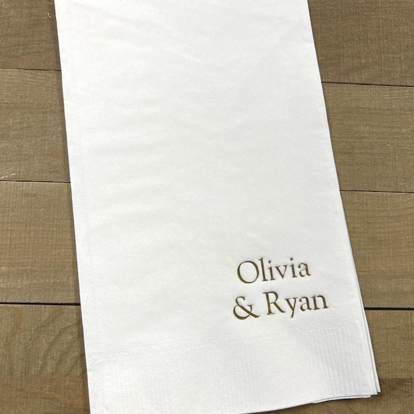 50 Personalized Hand Guest Towels Paper Dinner Napkins Wedding Favors Hostess Gift Party Engagement Bathroom Hand Towels - 3 Ply