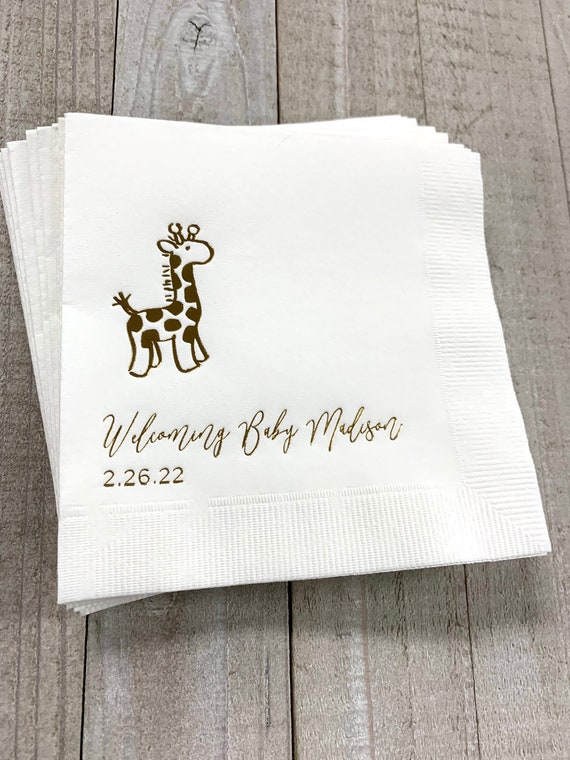 Personalized Napkins Baby Shower Custom Monogram Giraffe Etsy