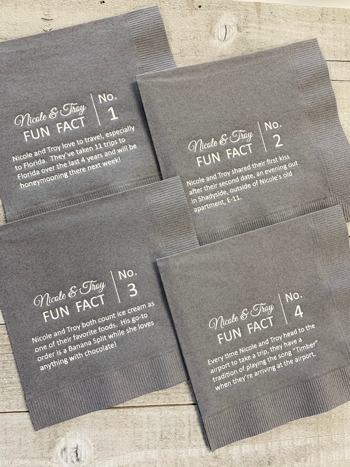 Trivia Personalized Napkins Birthday Wedding Trivia Napkins Etsy