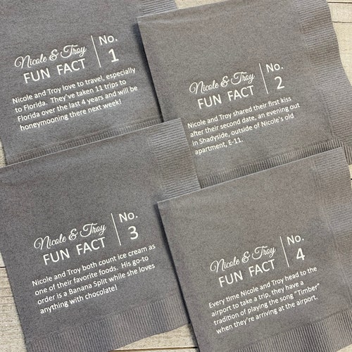 Trivia Personalized Napkins Birthday Wedding Trivia Napkins Etsy