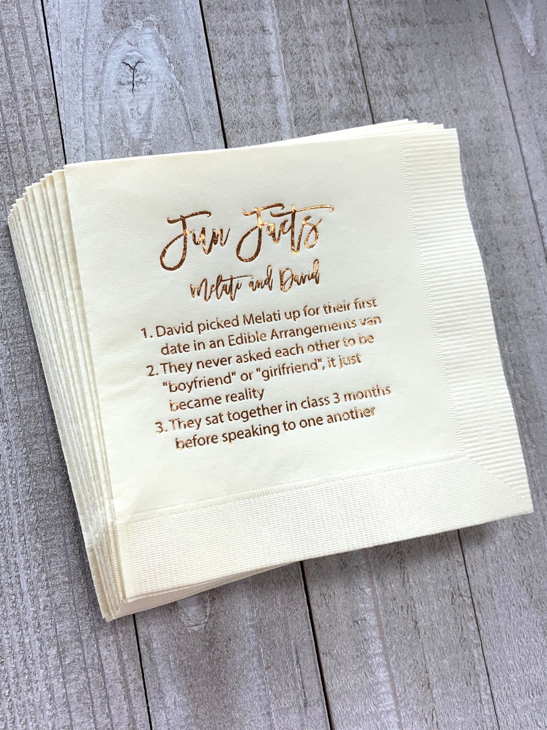 Trivia Personalized Napkins Birthday Wedding Trivia Napkins Etsy