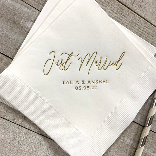 Personalized Wedding Napkins Cocktail Beverage Luncheon Dinner Etsy