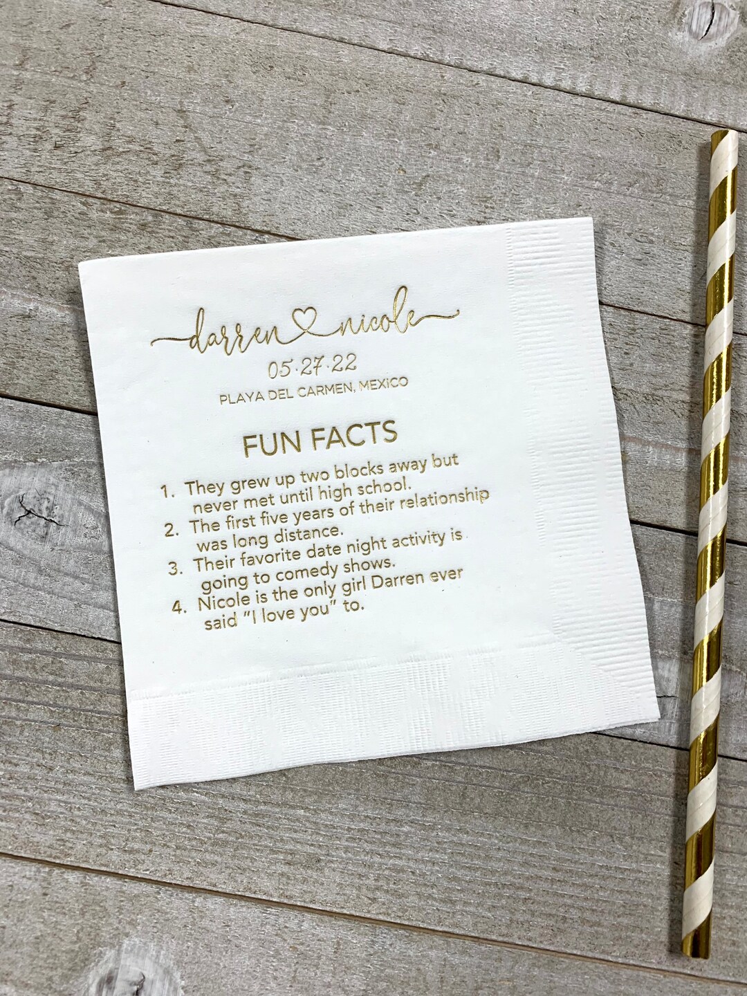 Trivia Personalized Napkins Birthday Wedding Trivia Napkins Fun Fact