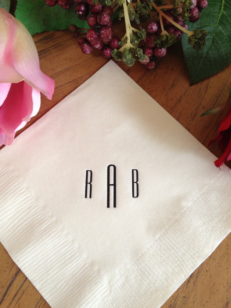 Personalized Cocktail Monogram Beverage Napkins Wedding Party Etsy